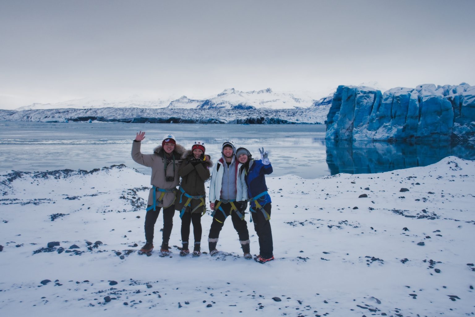 Glacier tour group on a Blue Iceland ice cave tour.